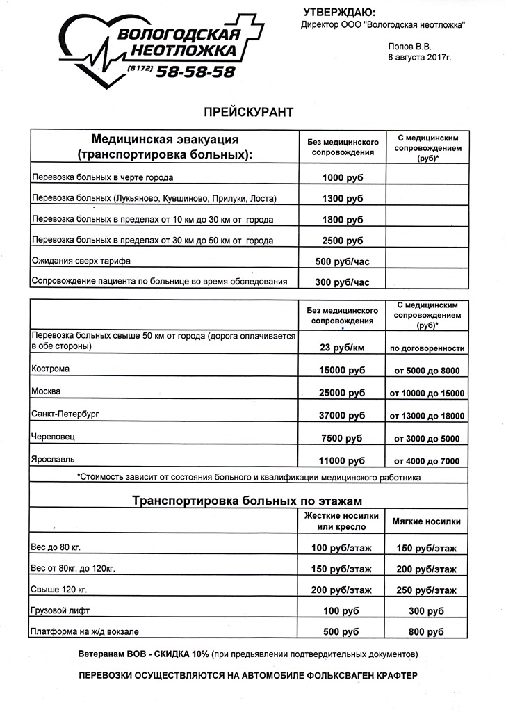 тарифы на платные медицинские услуги